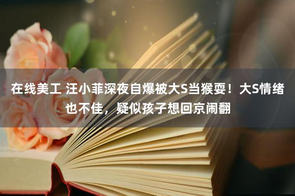 在线美工 汪小菲深夜自爆被大S当猴耍！大S情绪也不佳，疑似孩子想回京闹翻