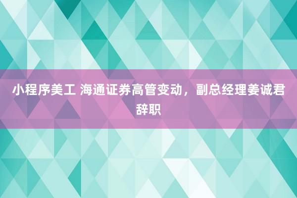 小程序美工 海通证券高管变动，副总经理姜诚君辞职