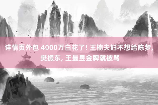 详情页外包 4000万白花了! 王楠夫妇不想给陈梦, 樊振东, 王曼昱金牌就被骂