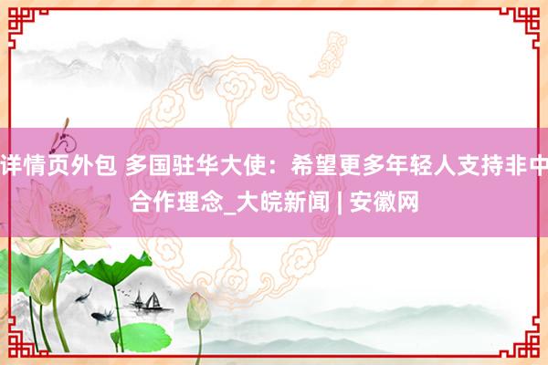 详情页外包 多国驻华大使：希望更多年轻人支持非中合作理念_大皖新闻 | 安徽网